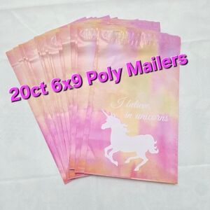 20 Unicorn Poly Mailers 6x9 Pink Watercolor I Believe In Unicorns Shipping Bags